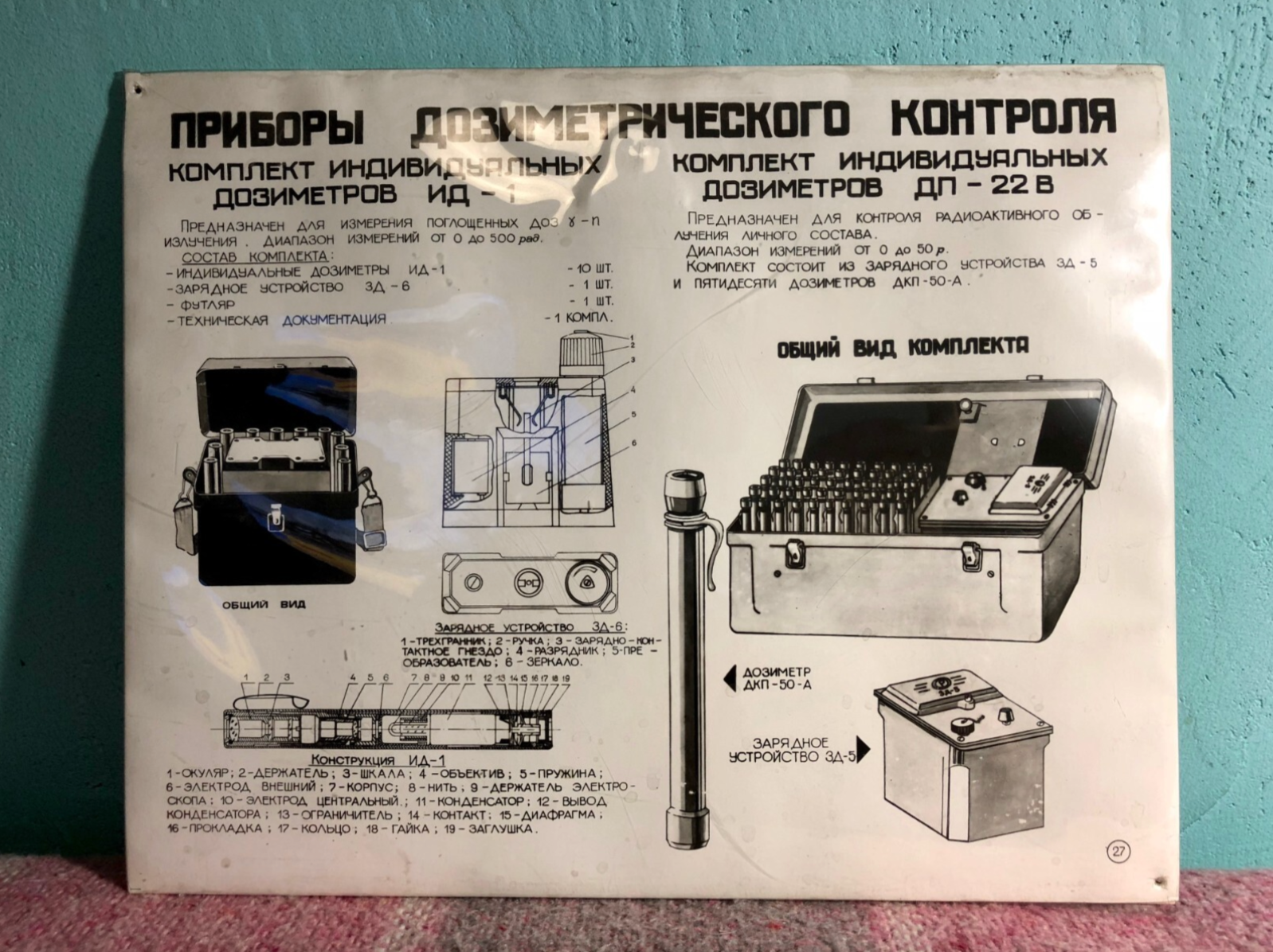 Soviet Cold War Safety Poster Dosimetry Monitoring Devices Radiation