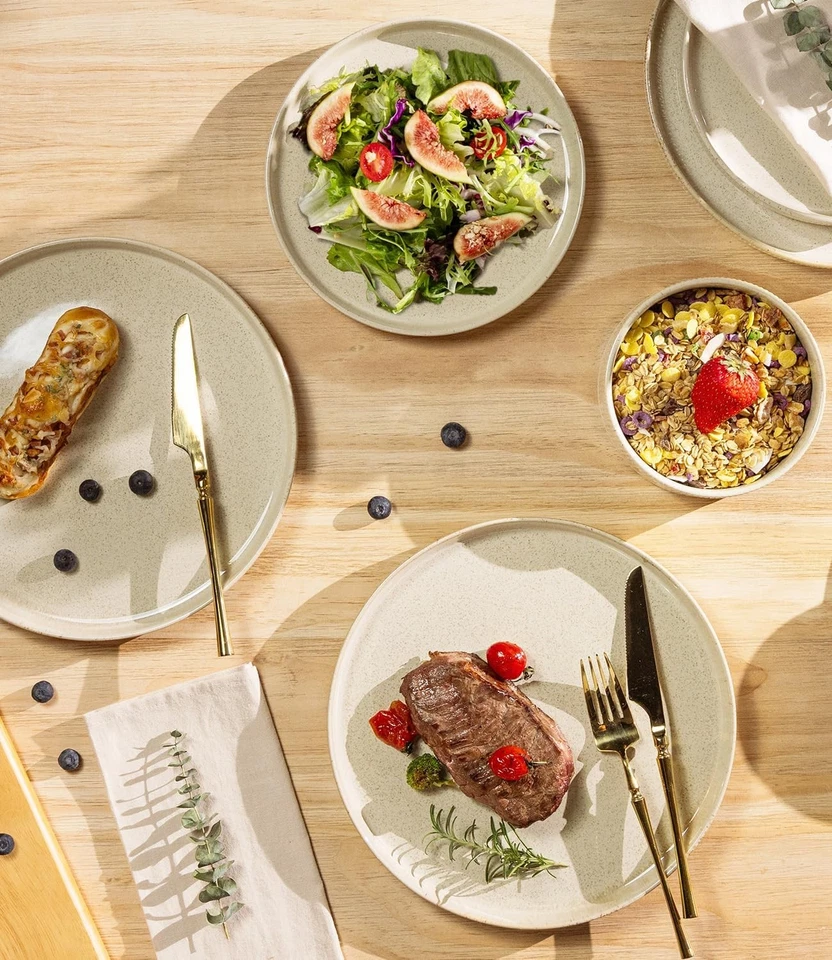 Conjuntos de louça de cerâmica TheTerra para 4, 12 peças de porcelana leve salpicada - Imagem 3 de 4