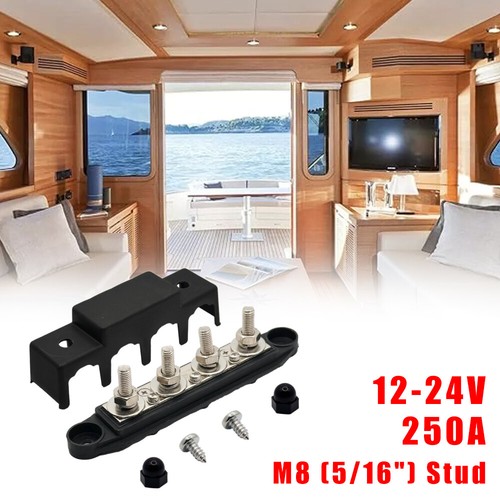 250A 12V-24V Bus Bar Power Distribution Block 4 Studs Junction Block For Auto - Picture 20 of 21