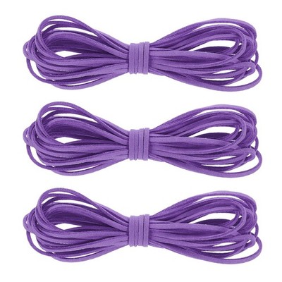 3 Stück Kunstleder Schnur, 4,4 Meter 3 mm flache Wildlederschnur, hellviolett