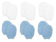 Nurses Choice Newborn Boy 6-Pack No Scratch Stay-On Mittens 0-3 Months, Blue