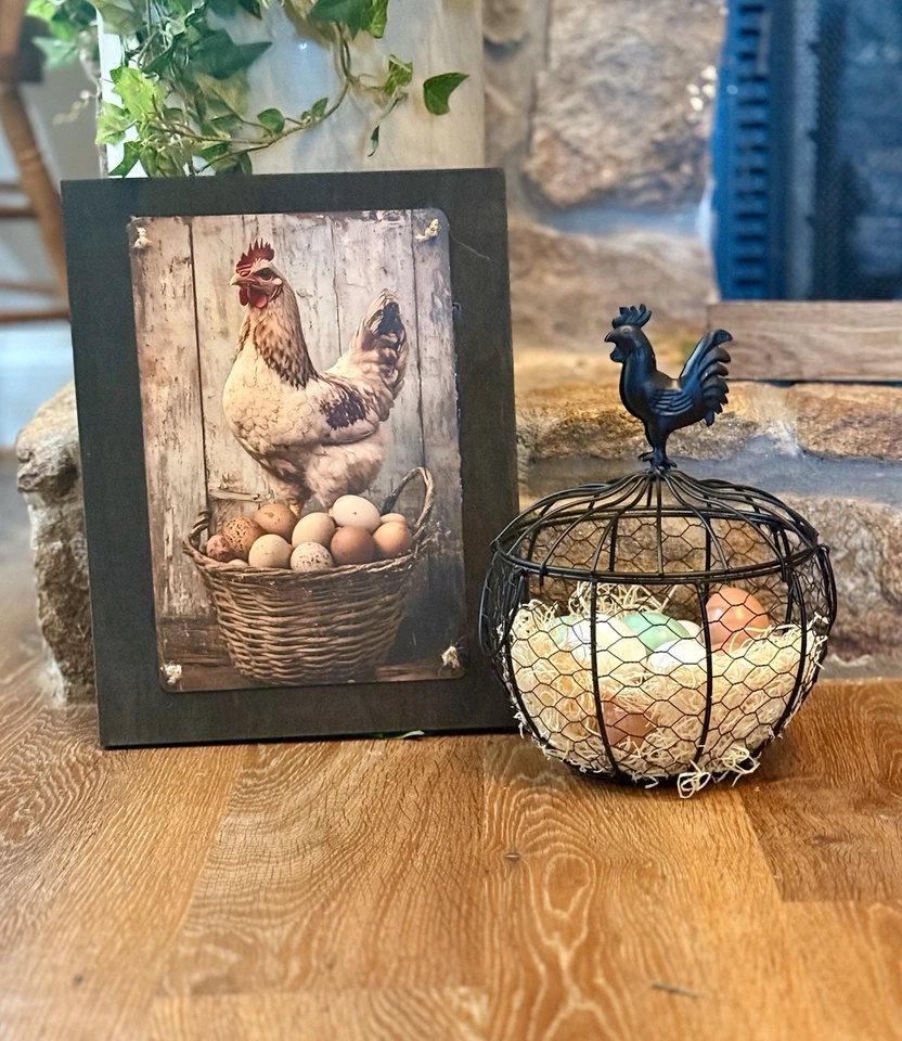 Rustic Hen/Nest Mounted 11x14 Metal Print, Textured W/UV Protection - Image 3 of 3