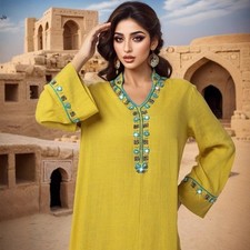 Dubai Women Muslim Long Robes Evening Kaftan Cocktail Embroidery Beaded Caftan