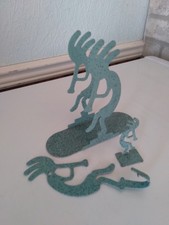 3 Kokopelli Musicien Vintage Art Populaire Cadre Métal Art Mural Made In Mexico