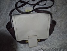 Pebbled Colorblock Shoulder Bag Ivory Brown Magnetic Gold Hardware Women  s