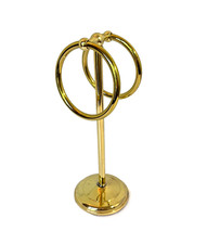 VTG Free Standing Brass Tone Double Ring Hand Towel Holder Hollywood Regency 12"