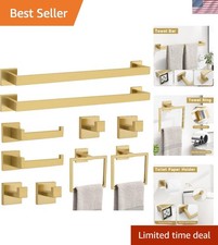Modern 10-Piece Bathroom Hardware - Brushed Gold Finish, Durable Stainless Steel