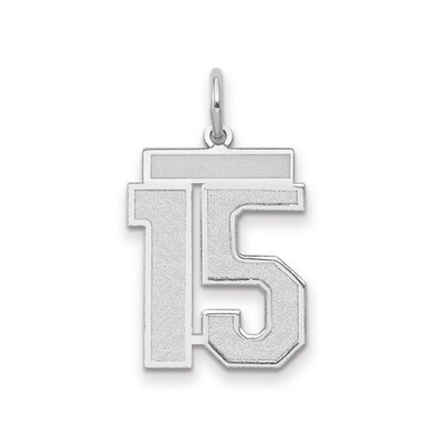 14k Weißgold Zahl 15 Anhänger Charm sportliche Schrift Unisex Sport Jubiläum