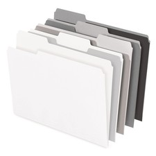 Office Depot File Folders, 1/3 Cut, Letter Size, Assorted Grayscale, 100BX