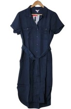 Teddi Rose Short Sleeve Women's Tencel Shirt Dress Navy Blue New Size M