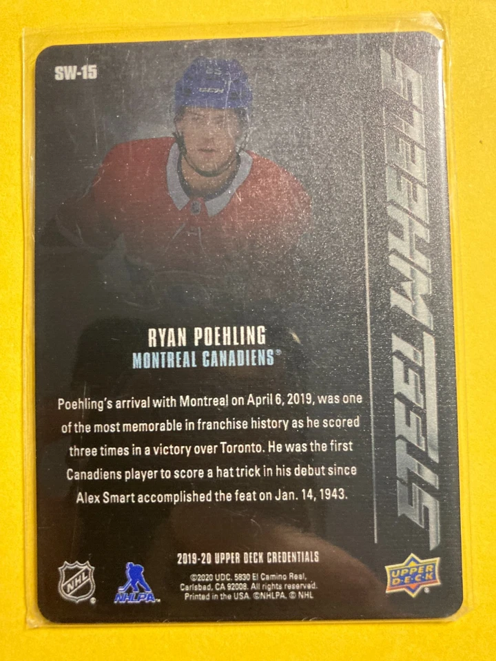 2019-20 Upper Deck Credentials Steel Wheel #SW-15 Ryan Poehling RC - Image 2 of 2
