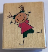 Wood/Rubber Stamp "Girl Jumping for Joy"