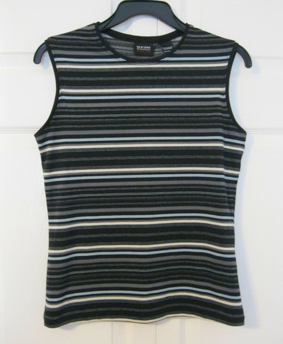 Karriere Tank Top Gr. XS 0 2 gestreift Strick Shell Shirt ärmellos schwarz grau NY&CO - Bild 4 von 8