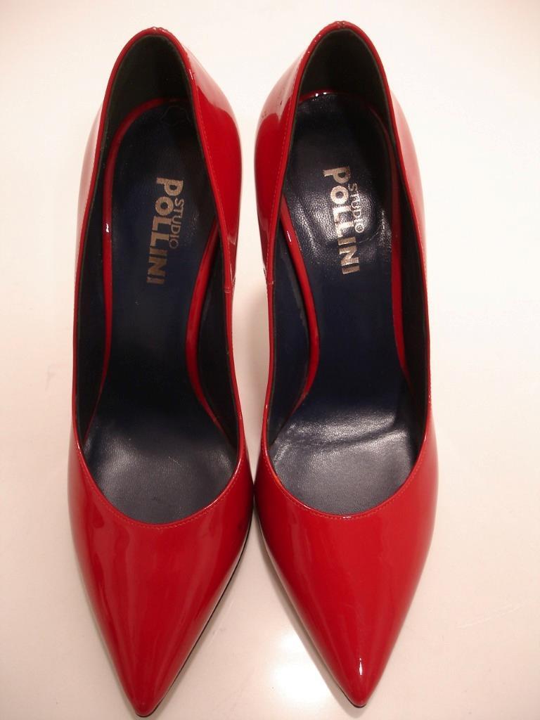Women's 6 6.5 37 Pollini Studio Red Patent Leather High Heel Women's 6 6.5 37 Pollini Studio Red Patent Leather High Heel