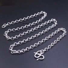 Real Fine Silver 999 Chain 4mm Lucky Cable Rolo Link Necklace 15-16g 18inch