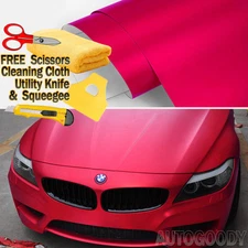 48" x 60" Satin Matte Chrome Metallic Red Vinyl Film Wrap Sticker Bubble Free