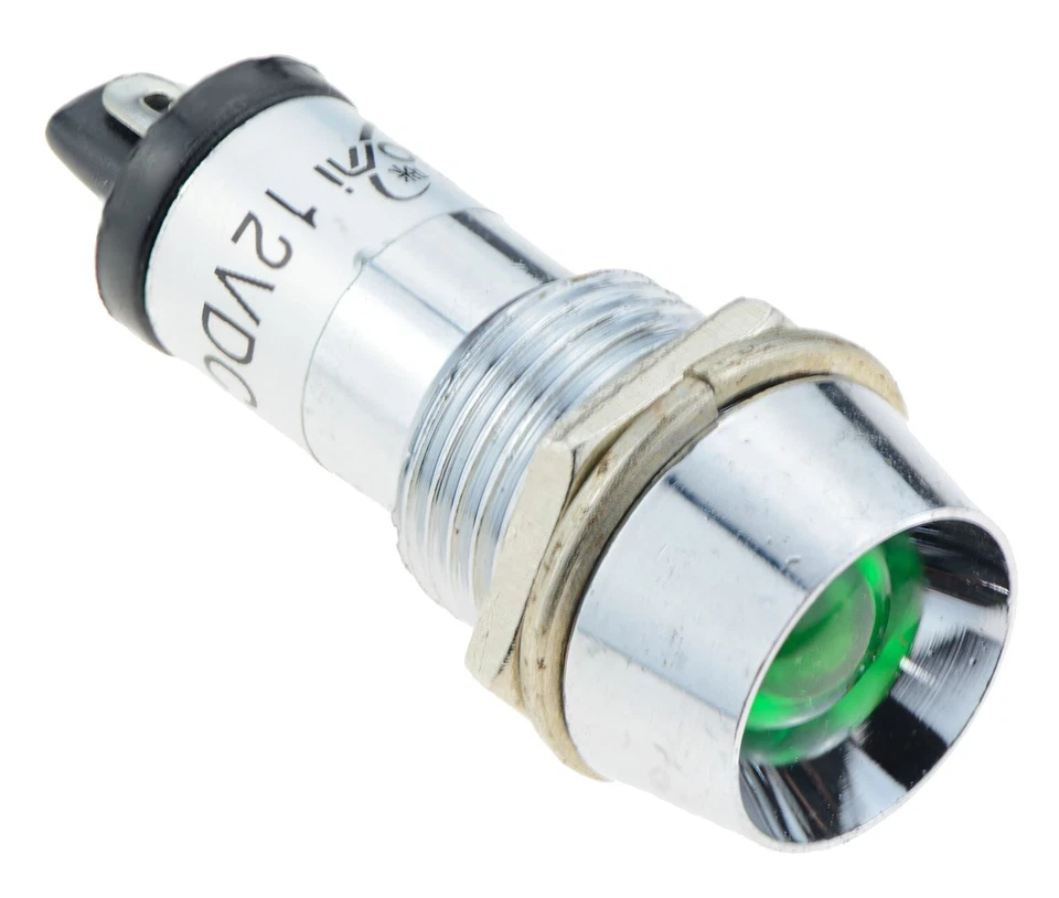 SWITCH ELECTRONICS Green LED 12mm Pilot Panel Indicator Light 12V