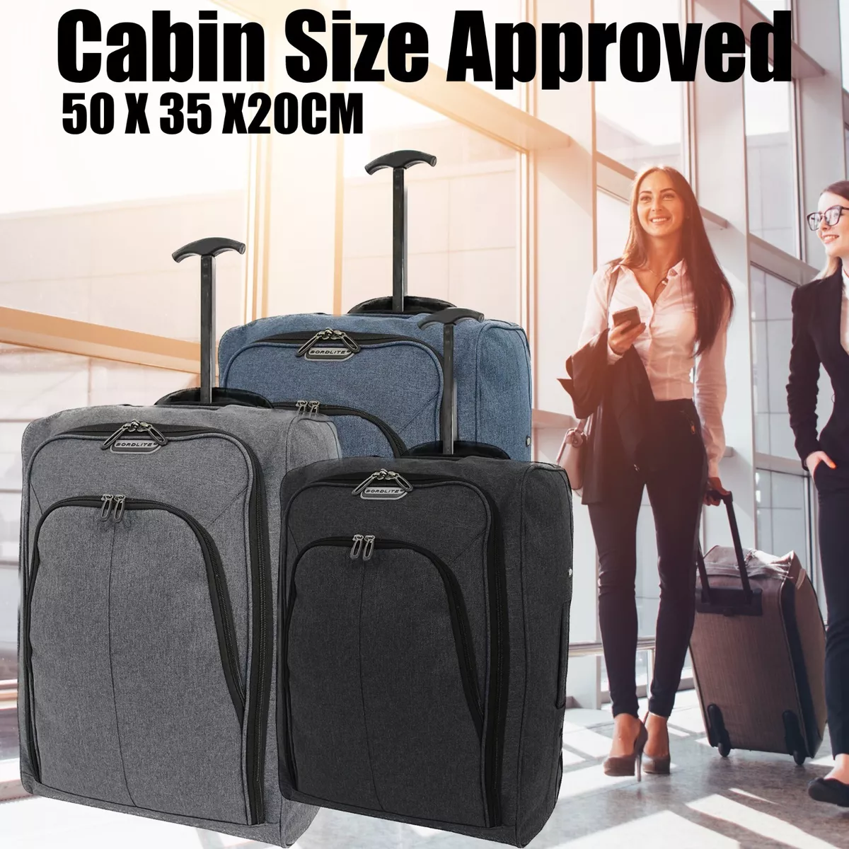 Cabin Trolley Bag Hand Luggage Ryanair Cabin Bag Wheels Lightweight Suitcase