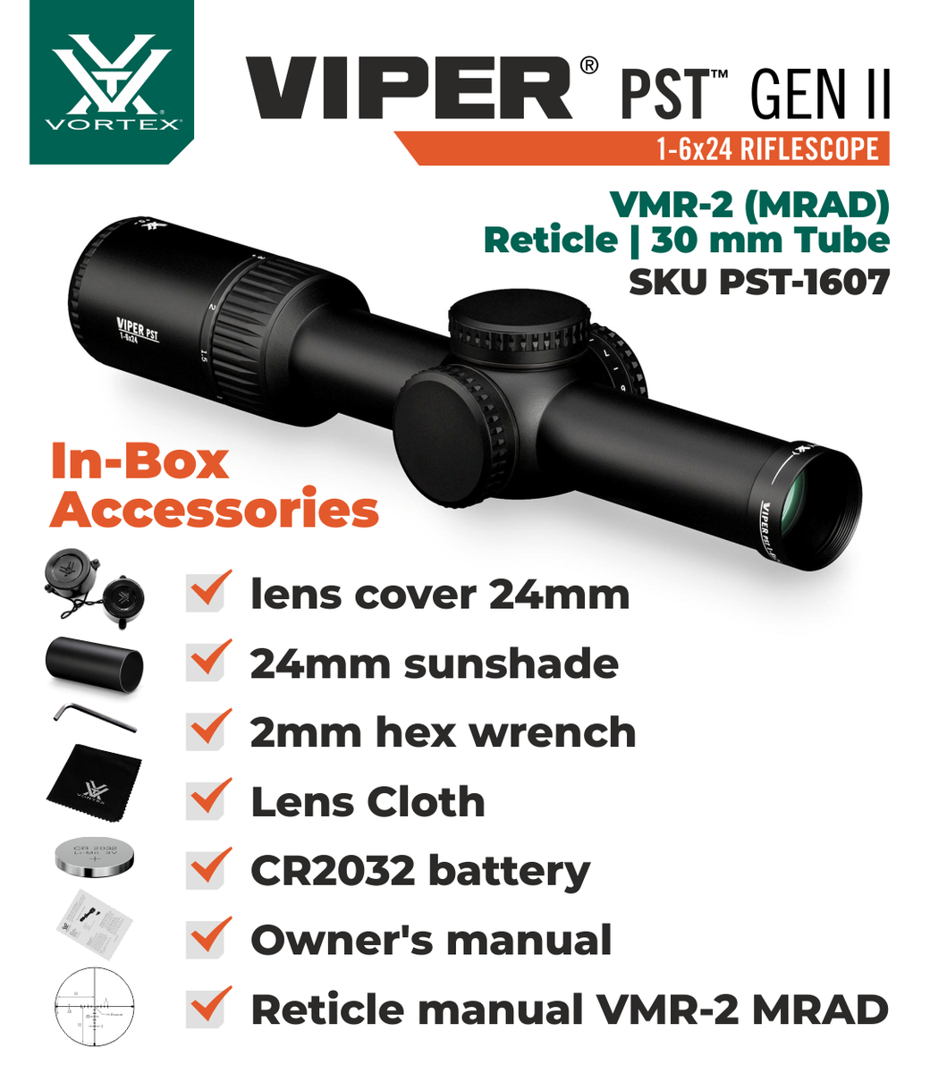 Vortex Optics Viper PST Gen II 1-6X24 VMR-2 MRAD SFP Vortex Optics Viper PST Gen II 1-6X24 VMR-2 MRAD SFP