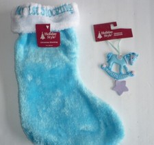 Baby's First Stocking  First Christmas Ornament blue NWT