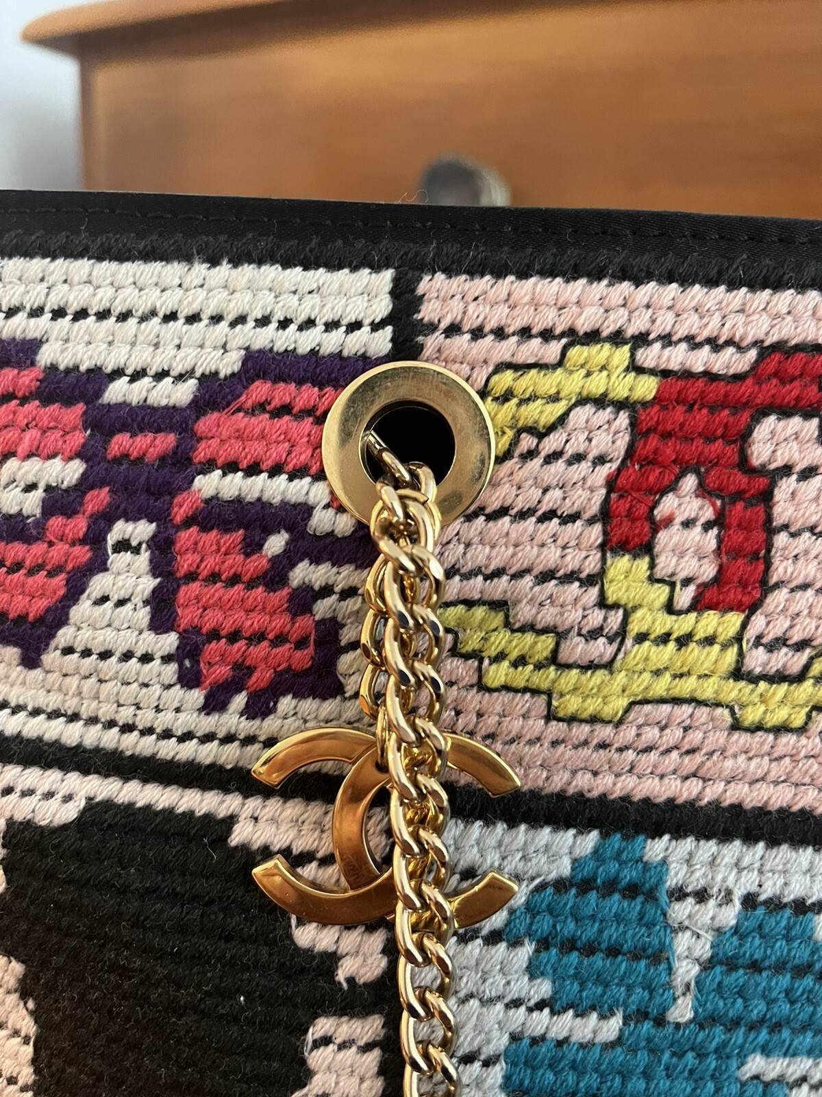 Chanel Needlepoint Patchwork Tote Bag - image 6