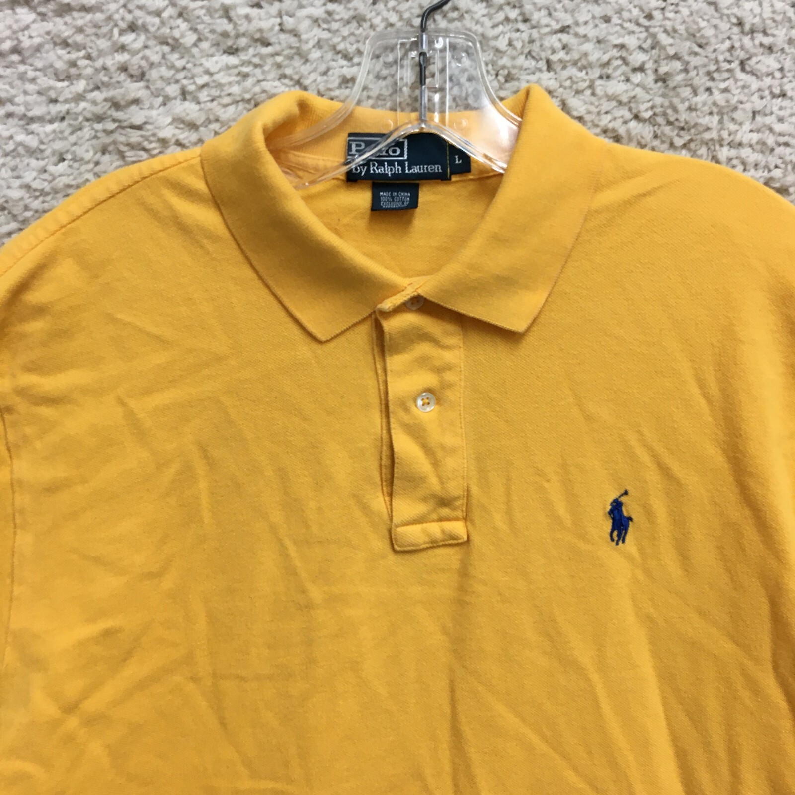 Polo Ralph Lauren Camicia Grande Adulto Giallo Golf Pony Logo Casual Moderna Uomo L
