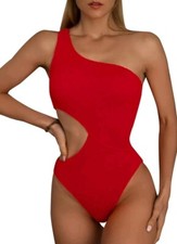 Limeeke One-Shoulder Cutout Swimsuit Red Size Small New Without Tags