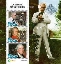 GUINEA 2024 FREEMASONS WASHINGTON MOZART, FLEMING,CHURCHILL  SHT & S/S  MINT NH