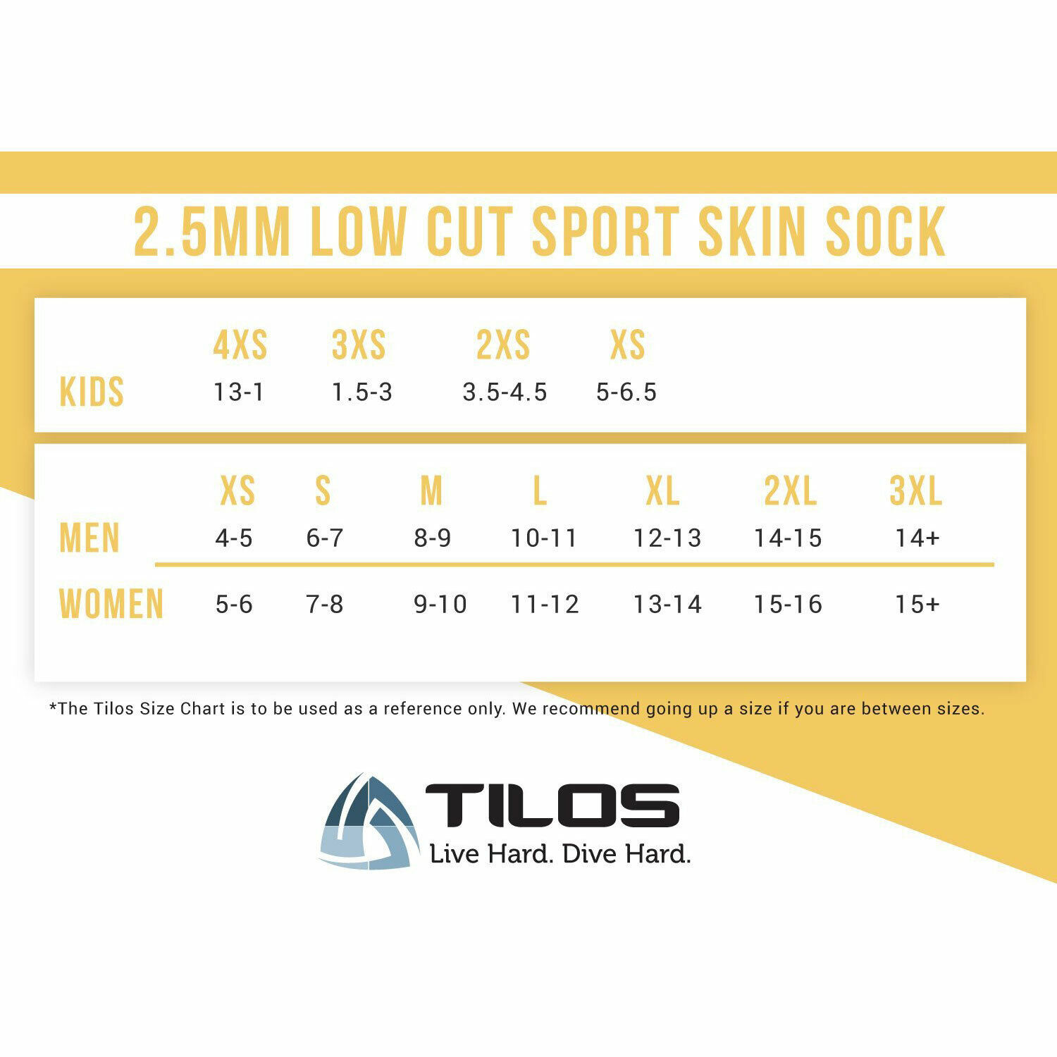 Tilos Neoprene Fin Socks Size Chart