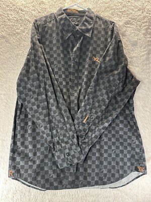 Roca Wear Y2K Men s Printed Black Button Up Shirt 100% Cotton Sz 2XL Embroidered