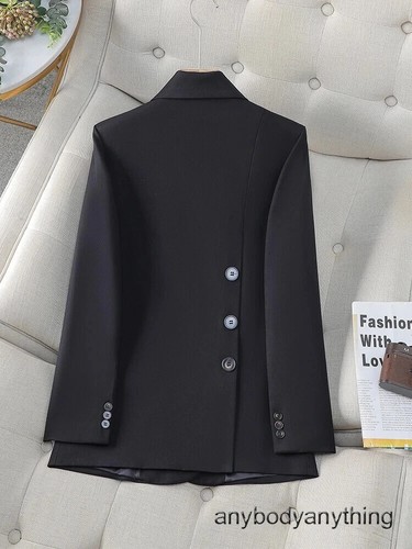Women Blazer Pink Black Autumn Winter Loose Formal Jacket Ladies Coat Work Wear - Picture 7 of 27