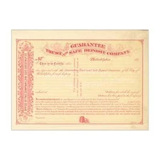 Trust & Safe Deposit Company Stock Certificate // Red // Unissued