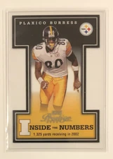 2003 Prestige Plaxico Burress Inside The Numbers SP #d 1445/2002 Card #IN-22