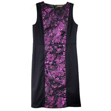IMAN Dress Womens S Purple Blk Floral Sleeveless Shimmer Whimsigoth Romantic NWT