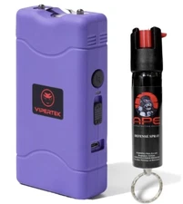 Vipertek 880 Rechargeable Stun Gun w/ LED Light + Self Defense Pepper Spray