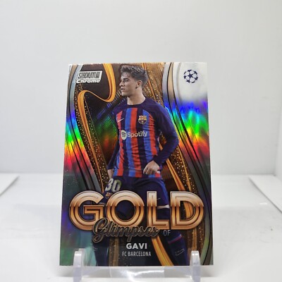 2022-23 Topps UEFA Stadium Club Gavi Barcelona Glimpses of Gold Insert 