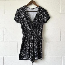 Justify For J Boho Daisy Floral Short Sleeve Romper Women's Small