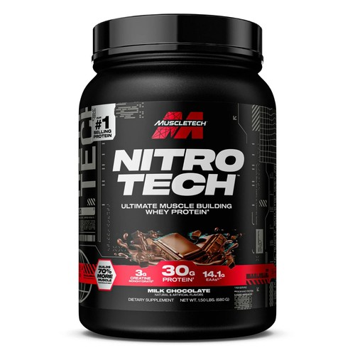 (2 Packs) MuscleTech NitroTech Whey Protein Powder, Milk Chocolate - Picture 2 of 8