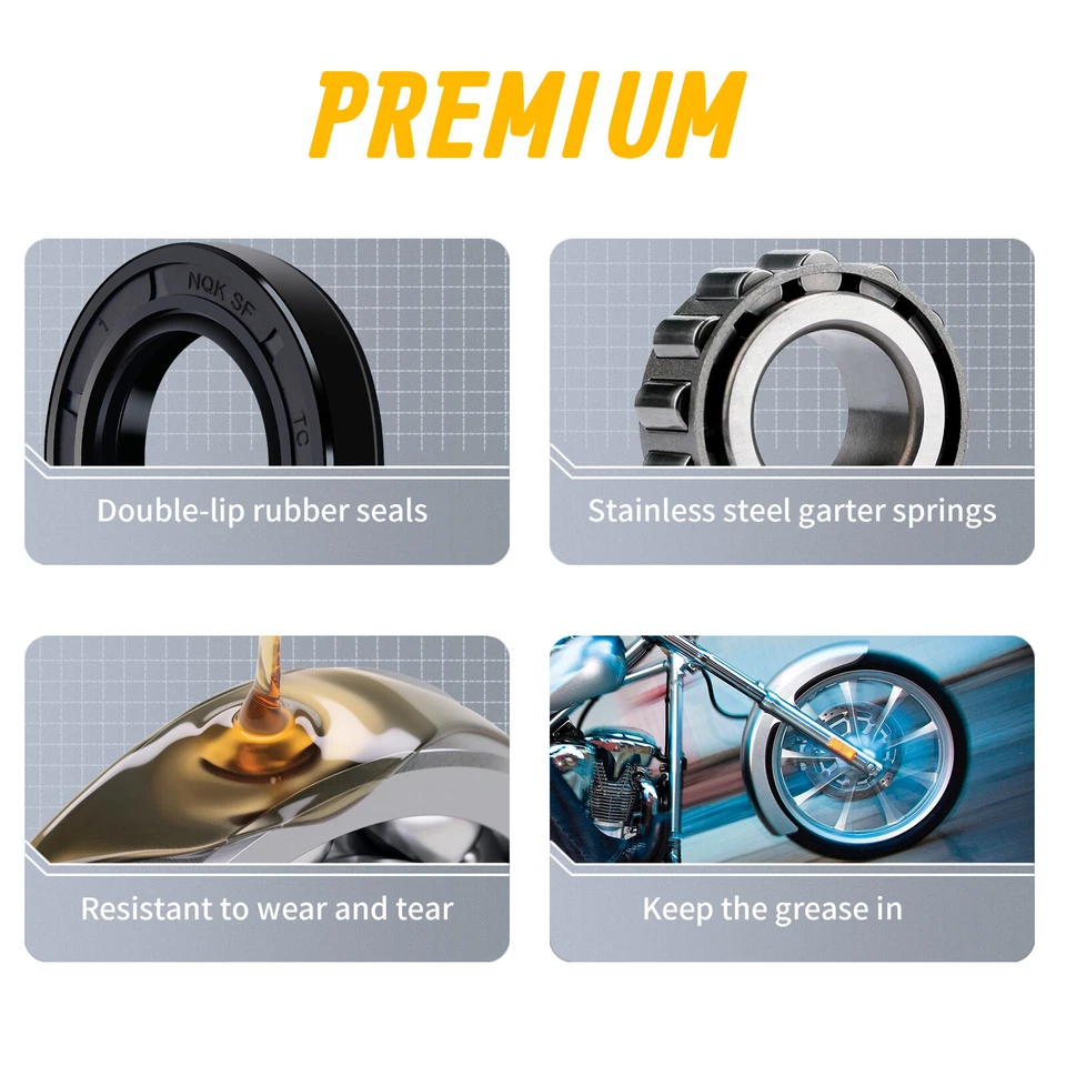 Kit de cojinete de rueda delantera sin ABS sellado para Sportster XL883 XL1200 1977-1999 Foto 3 de 4