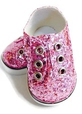 Pink Glitter Slip On Sneakers Shoes for 18 inch Doll Clothes Girl