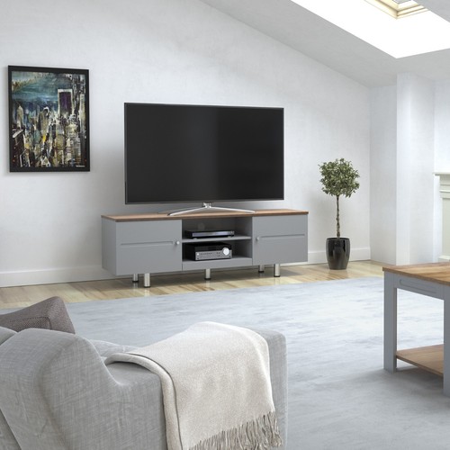 AVF Rectangular TV Stand, for TVs up to 70" & 50kg - Rustic Wood & Grey FS1500WS - Picture 3 of 7