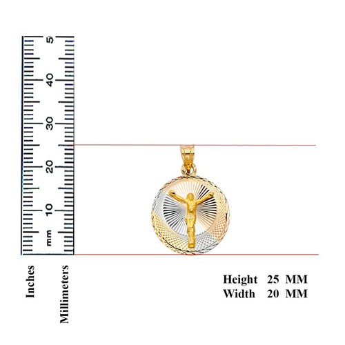 14K Tri Color Gold Diamond Cut Jesus Stamp Religious Pendant For Necklace - 第 3/4 張圖片