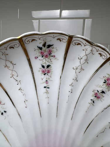 Antike Carl Tielsch CT Teetasse Untertasse und Teller rosa Rose Jakobsmuschelrand Germany - Bild 12 von 13