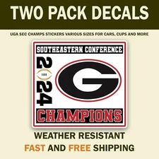 GEORGIA FOOTBALL STICKERS 2024 SEC CHAMPIONS GEORGIA BULLDOG NCAA PLAYOFF 2 PACK