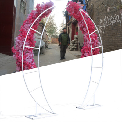 2 Piece Wedding Arch Crescent Moon Floral Stand Party Framework Stand Backdrop