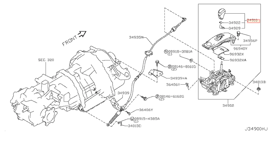 Conjunto de perilla de cambio NIssan genuino R35 GT-R 2007-Nismo negro OEM JDM Foto 3 de 4