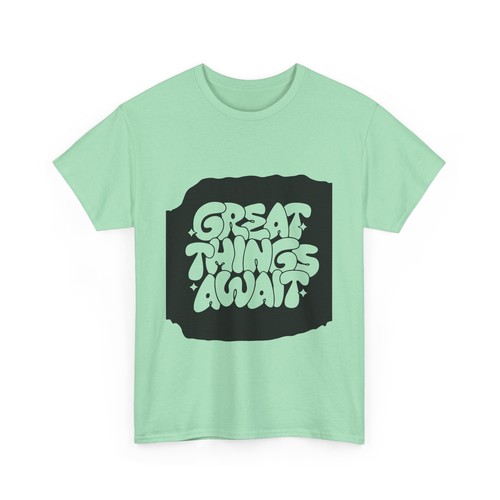 Inspirational Unisex Heavy Cotton T-shirt- "Great Things Await" - Motivational - 第 30/32 張圖片