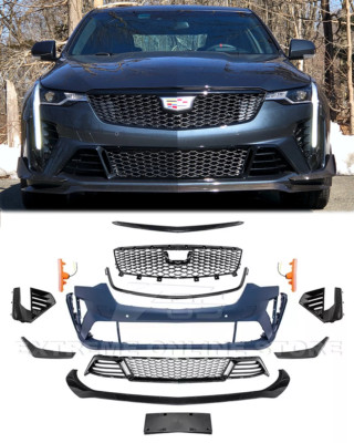 Blackwing Style Front Bumper Lip Grille Fog Cover For 20-Up Cadillac CT4 | CT4-V