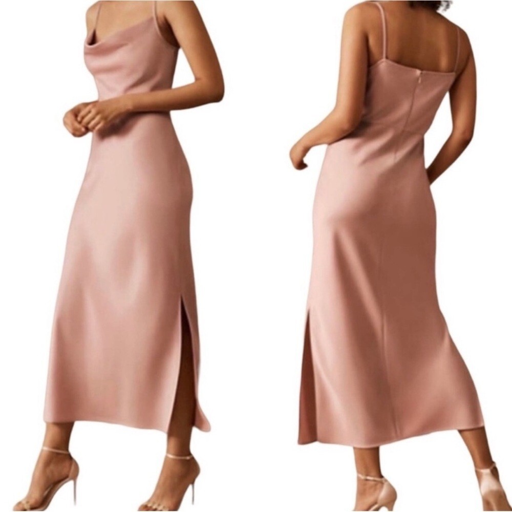 Image 1 of Sachin & Babi cali satin cowl neck midi slip dress with slit