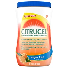 Citrucel Sugar Free Fiber Powder for Occasional Constipation Relief, Orange
